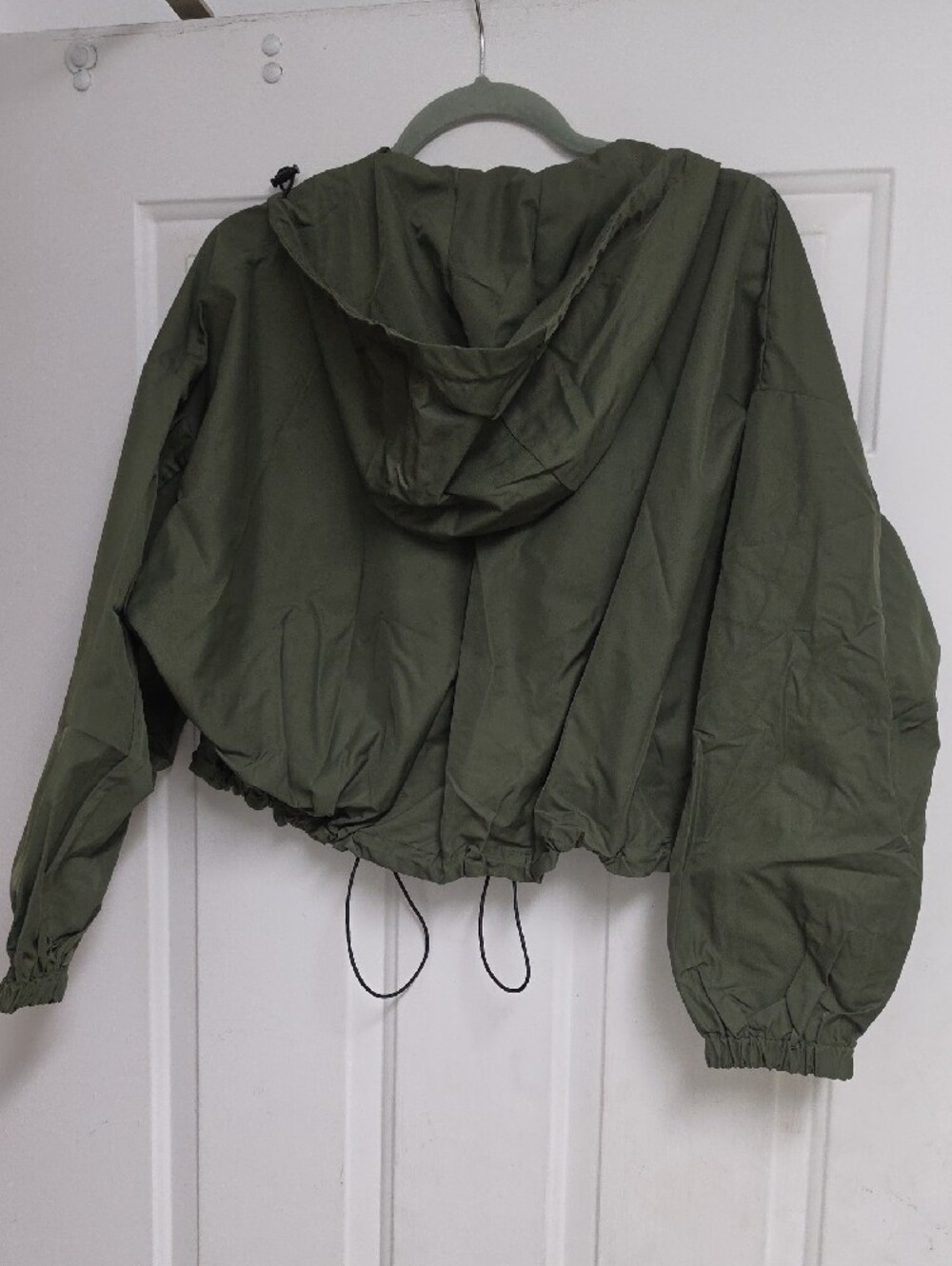 Zara Cropped Light Rain Jacket / Windbreaker in olive green. - Picture 6 of 9